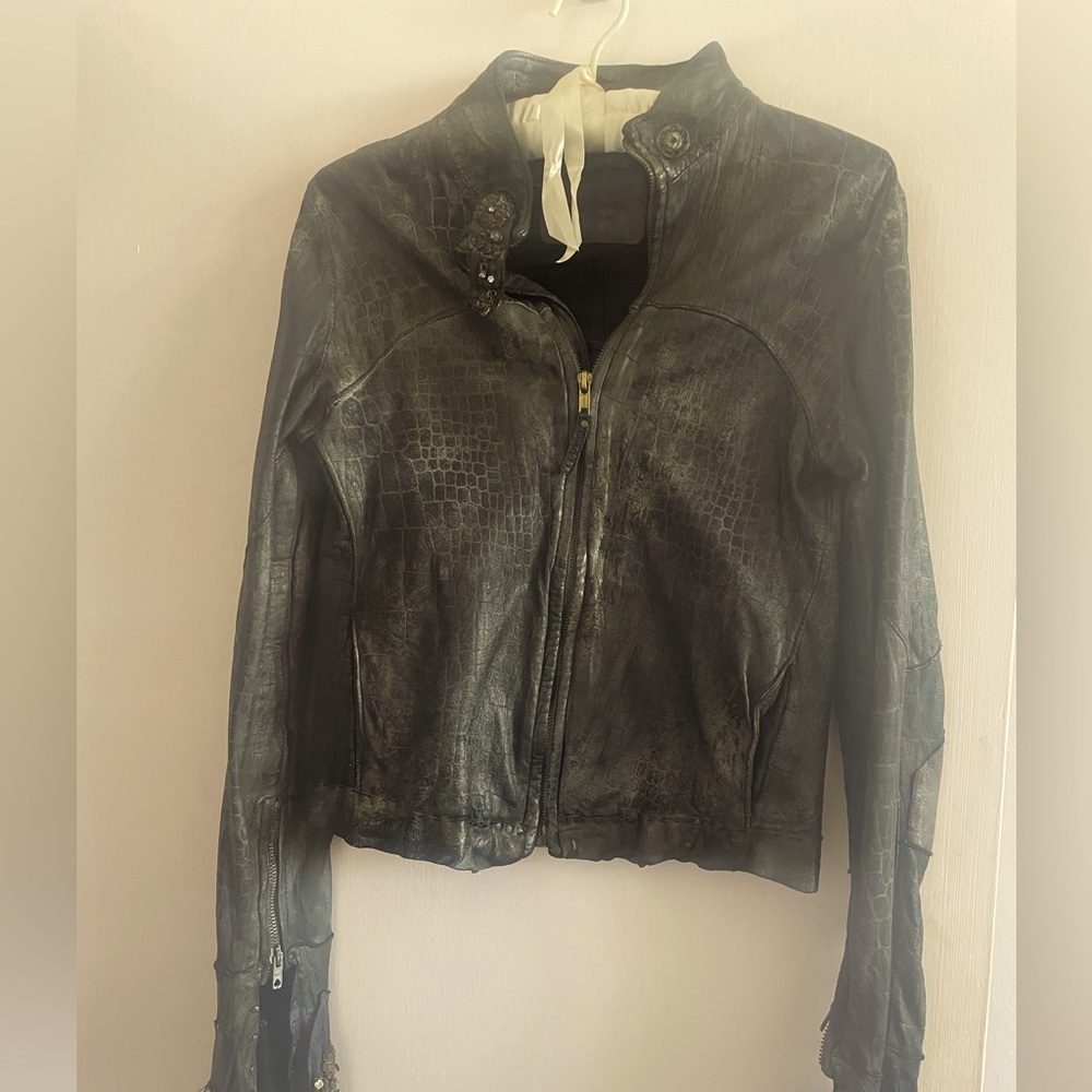 Lecuir Perdu embroidered leather jacket